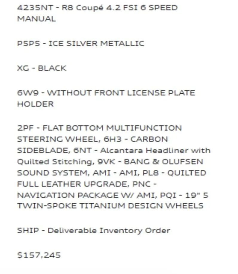 Audi R8 MANUAL | B&O | NAV PKG 2014